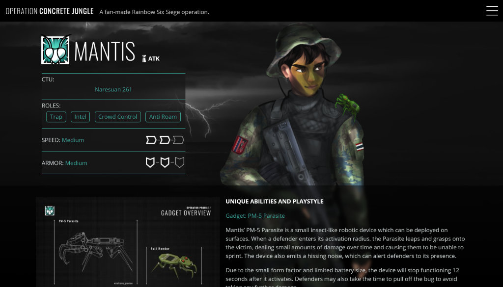 Screenshot of operator page